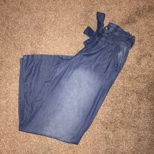 Wide leg Paper bag pants